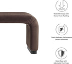 Modway EEI-6734-BLK-CHB Koda Performance Velvet Waterfall Long Bench, Black Chocolate Brown