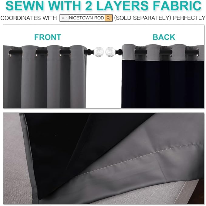 NICETOWN Total Shade Curtains and Draperies, Heavy-Duty Full Light Shading - Image 5