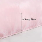 duduta Pink Faux Sheepskin Round Rug 4x4 ft, Fluffy Shag Fur Bedroom Nursery - Image 2