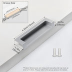 Recessed Handles, Inset Hidden Pull, Flush Handles (2, Silver, 4.35in)