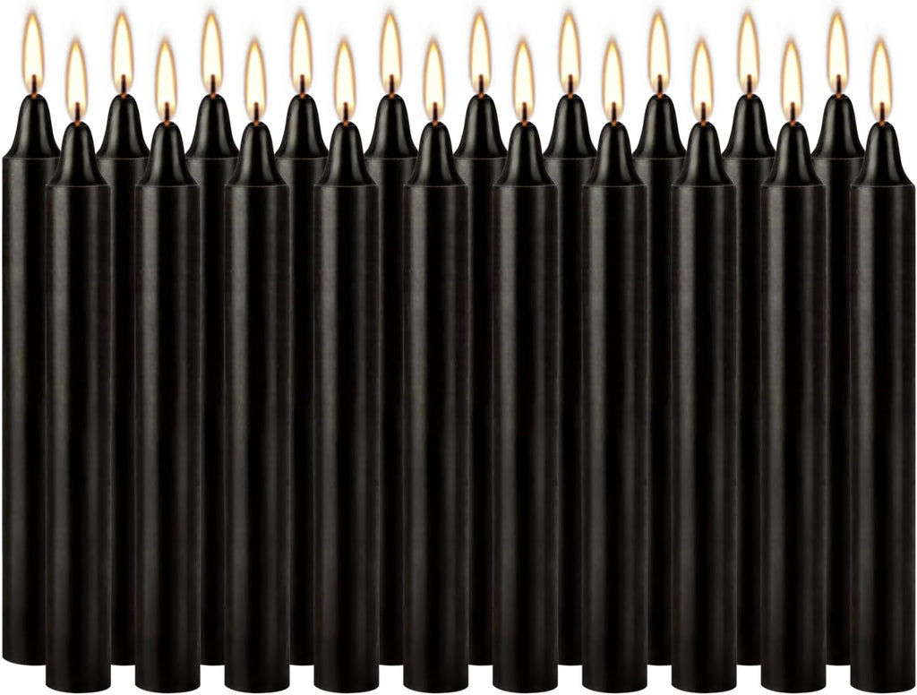 14 Unscented Black Taper Candle,10 inch Tall and 3/4 inch Thick,7.5 hrs Clean Burning,Dripless Candles for Weddings, Prayers, Festivals, Churches