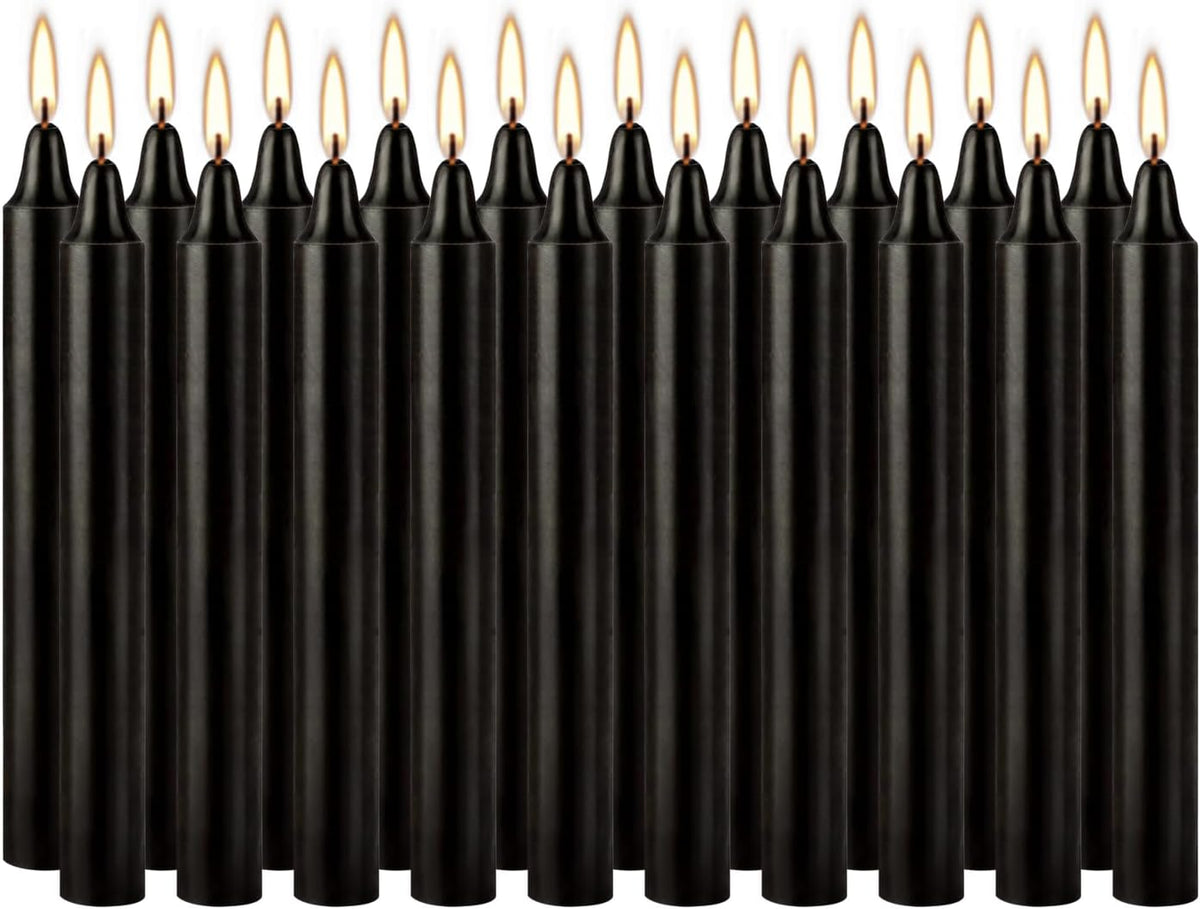 14 Unscented Black Taper Candle,10 inch Tall and 3/4 inch Thick,7.5 hrs Clean Burning,Dripless Candles for Weddings, Prayers, Festivals, Churches