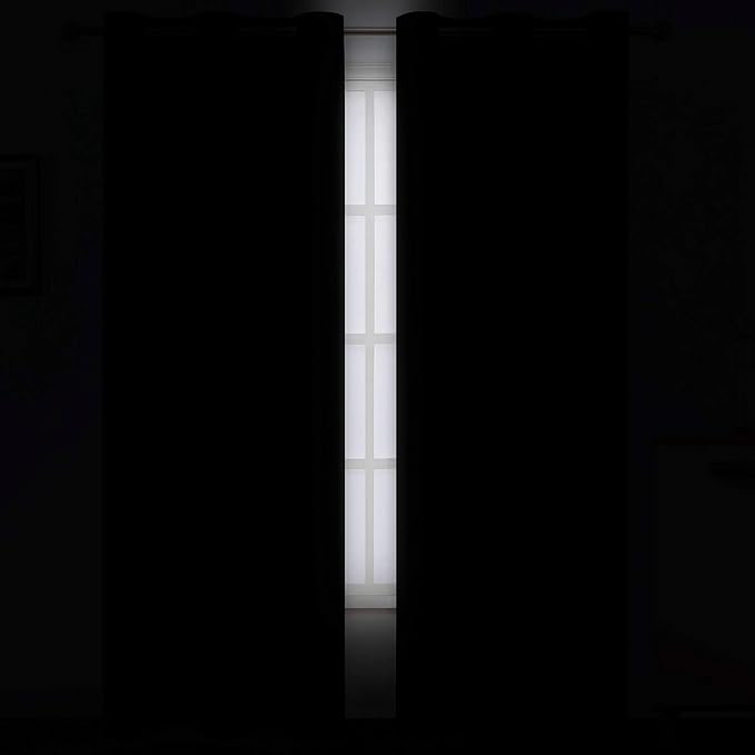 LEMOMO Black Blackout Curtains 34 x 84 Inch Length/Set of 2 Curtain - Image 3