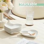 6.3 Inch Ceramic Salad Plates, Small Heart Shaped Dessert Plate Set, 10P