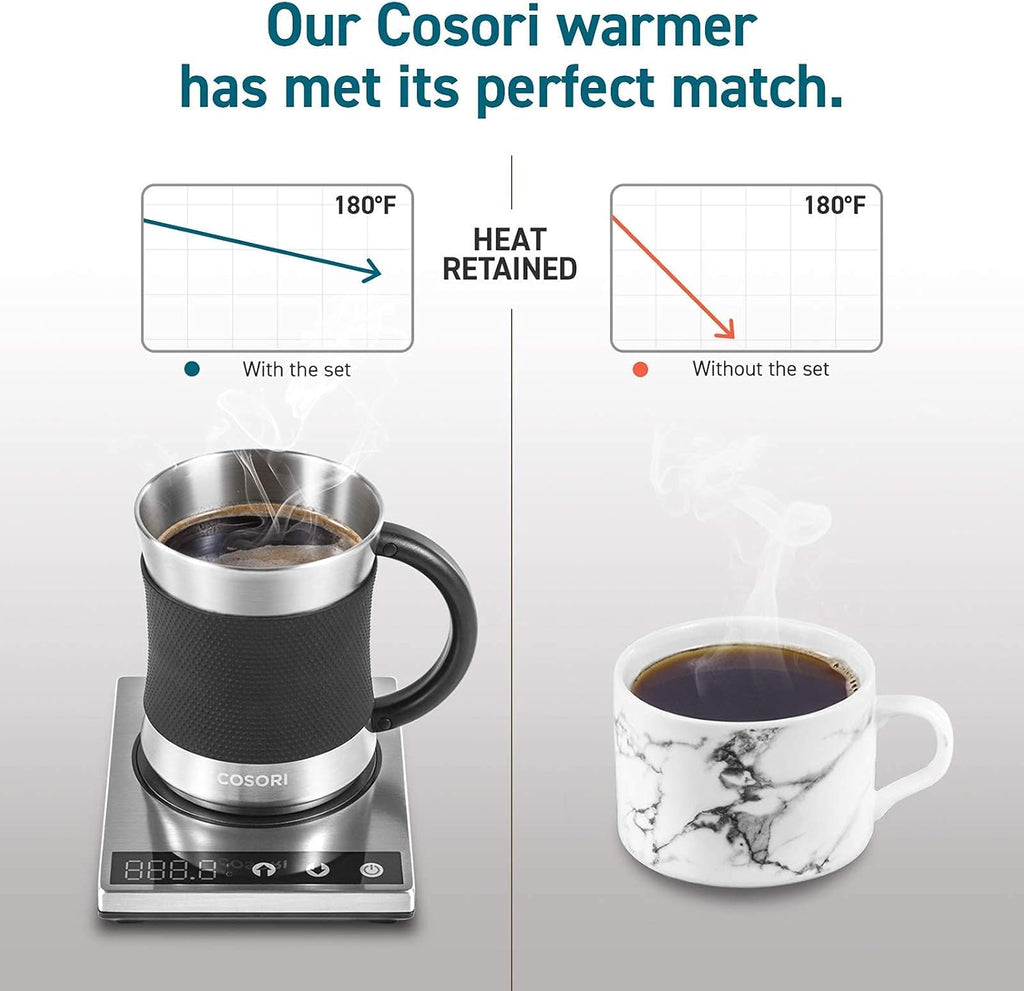 Cosori Coffee Mug Warmer & Mug Set, 1°F Precise Temperature Control