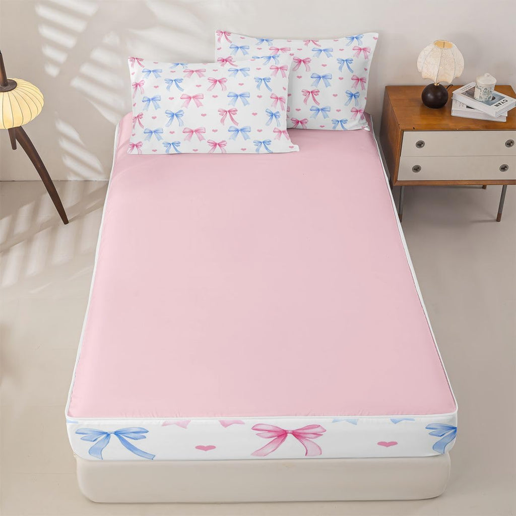 Erosebridal Ribbon Bowknot Zipper Bedding Set Twin Zip Up Bedding