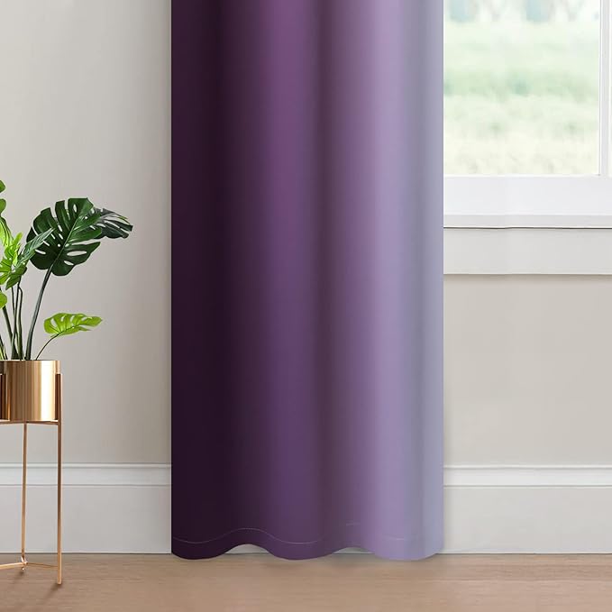 Yakamok Light Blocking Ombre Curtains, Room Darkening Grommet Window Drapes - Image 4