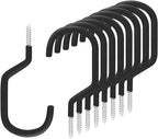 8 Pack Bike Hanger Storage Hook Rack, Rubber Coated Heavy Duty Large Screw in Ceiling Hooks for Garage Wall and Ceiling Bicycle Storage, Utility Tool Hanger (Black)