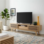 Modway Render Mid-Century Modern Low Profile 70 Inch TV Stand in Oak, 70"
