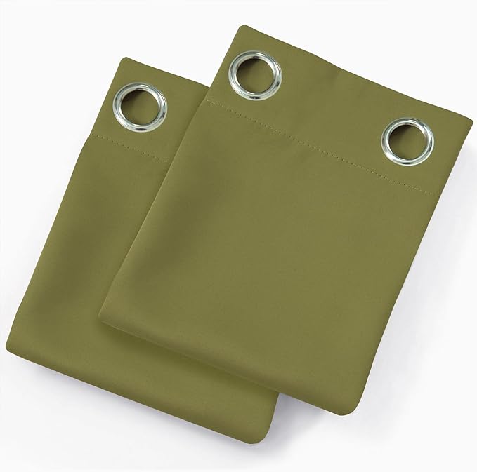 LEMOMO Blackout Curtains 66 x 72 Inch Long Olive Green Curtains Set of 2 Panels - Image 9