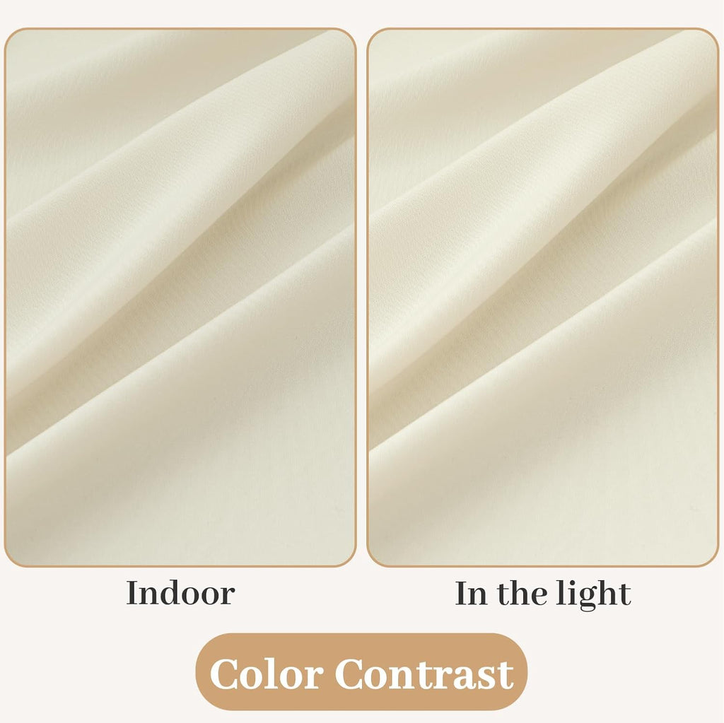 MIULEE Non-See-Through Ivory Sidelight Curtains 2 Panels 26 x 40 inches