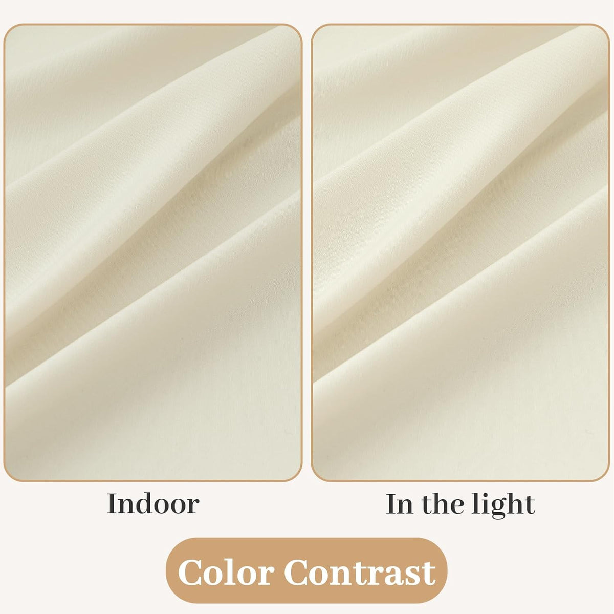 MIULEE Non-See-Through Ivory Sidelight Curtains 2 Panels 26 x 40 inches