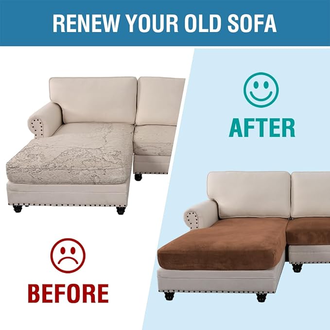 H.VERSAILTEX Velvet Stretch Sectional Couch Covers 3 Pieces Sofa Seat Cushion - Image 6