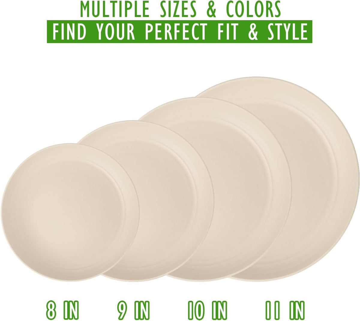 10In Wheat Straw Dishwasher & Microwavable Plates Set of 6, Beige
