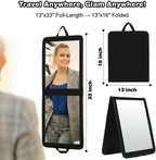 LPHUMEX Foldable Full Length Dance Mirror – 33” Portable Shatterproof Hanging Mirror, Folding Full Length Travel Mirror for Dancing, Camping, RV