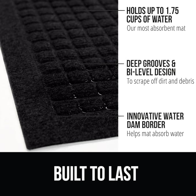 GORILLA GRIP® Ultra Absorbent Front Door Mat Outside Entrance, Traps Dirt and - Image 2