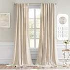 MIULEE Back Tab Cream Beige Curtains 105 Inch Long 2 Panels Set by MIULEE