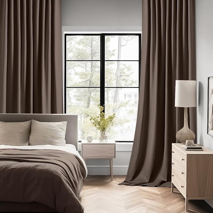 MIULEE Chocolate Brown Back Tab Blackout Curtains 90 Inches Long 2 Panels Set - Image 2