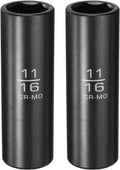 2Pcs 1/2" Drive 11/16 Inch 6 Point Deep Impact Socket 78mm Length