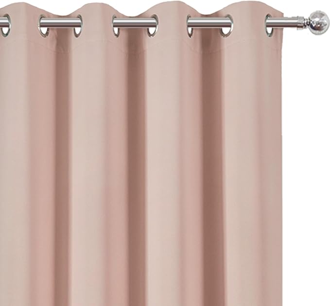 LEMOMO Blackout Curtains 66 x 84 inch/Blush Curtains Set of 2 Panels/Thermal - Image 6