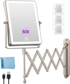 FASCINATE 8.7" 5000mAh Rechargeable Wall Mounted Makeup Mirror (Nickel)