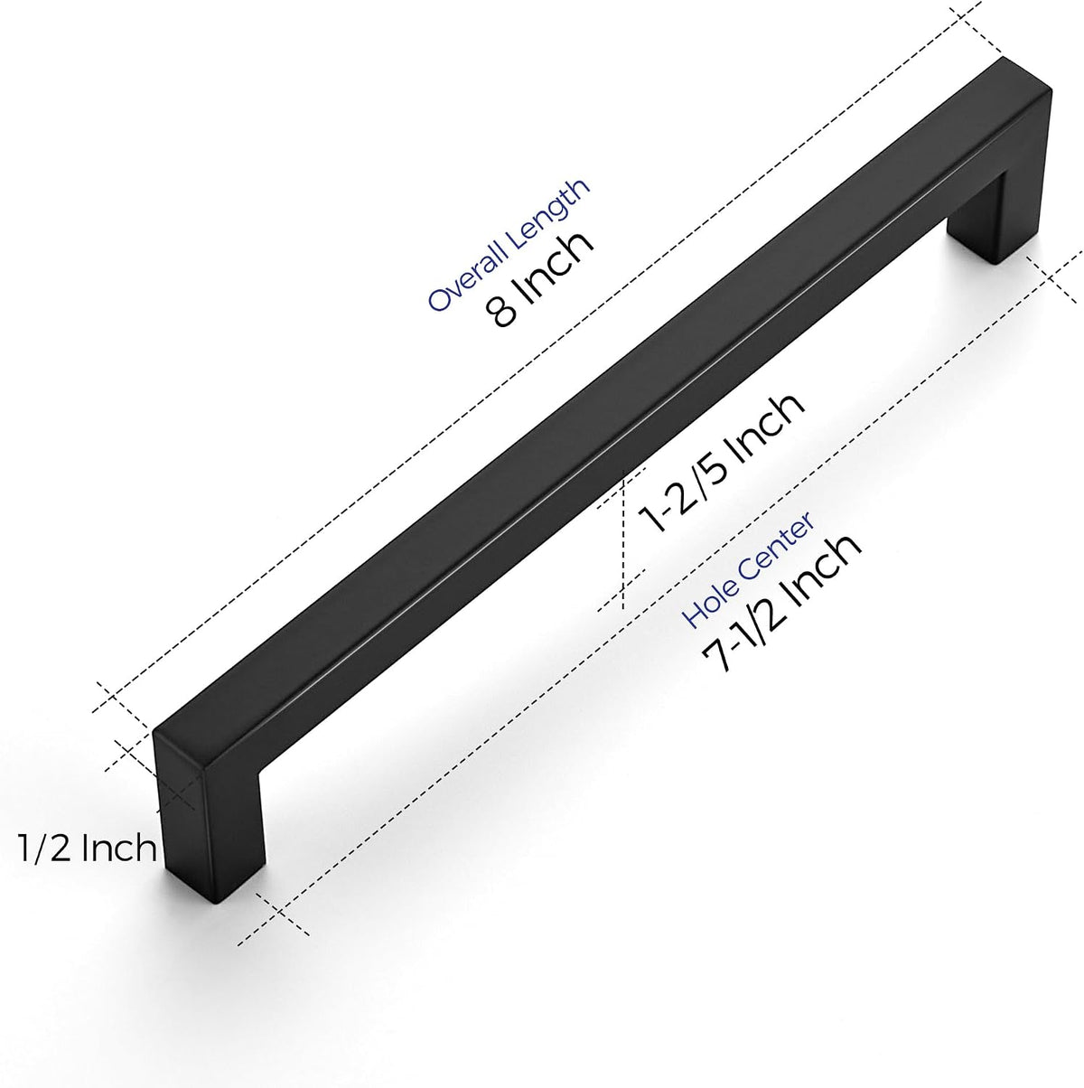 Ravinte Matte Black Kitchen Square Cabinet Handles 7-1/2 Inch 20 Pack