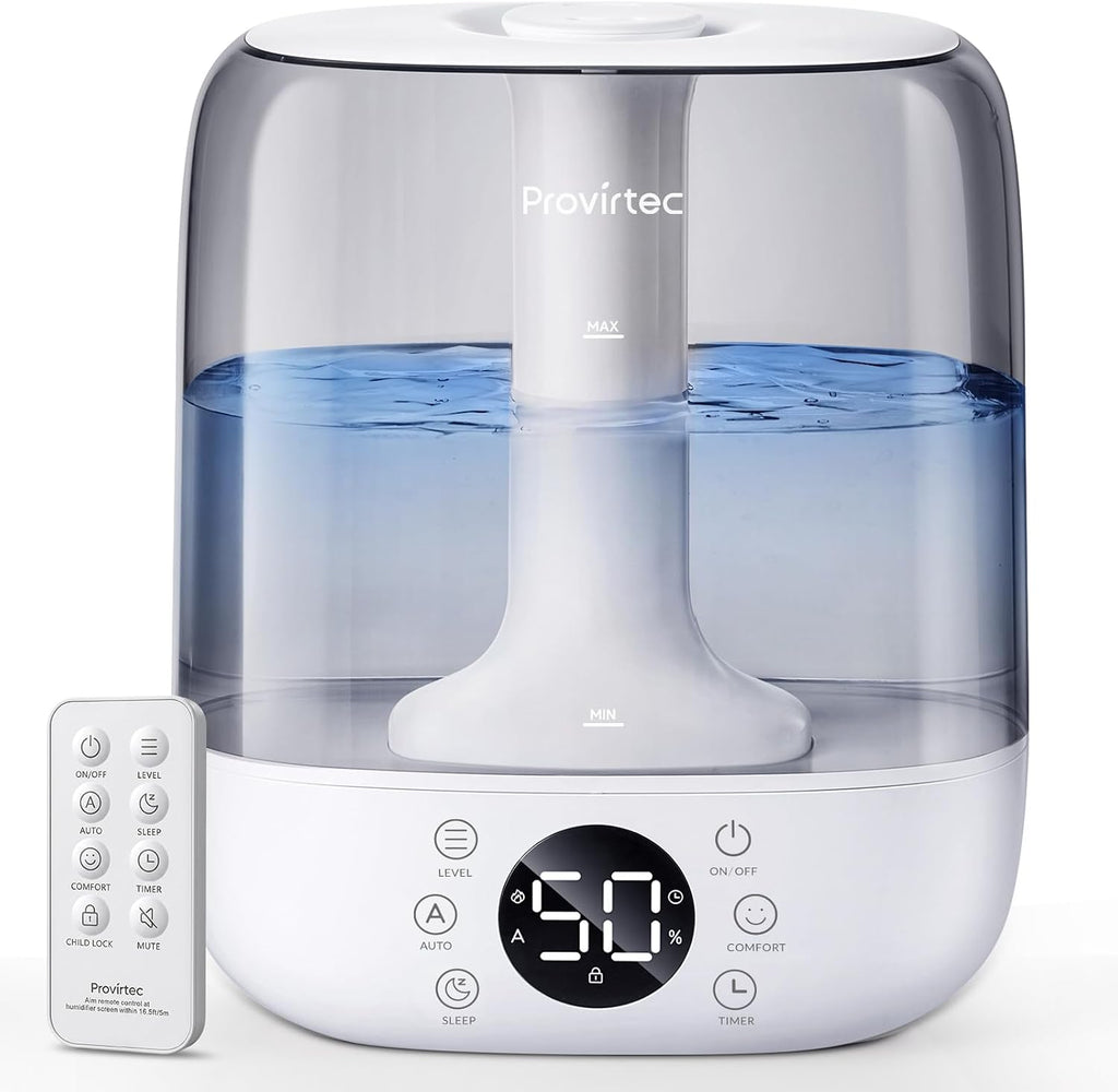 Provirtec Cool Mist Humidifier for Bedroom Easy to Clean, 6L Ultrasonic