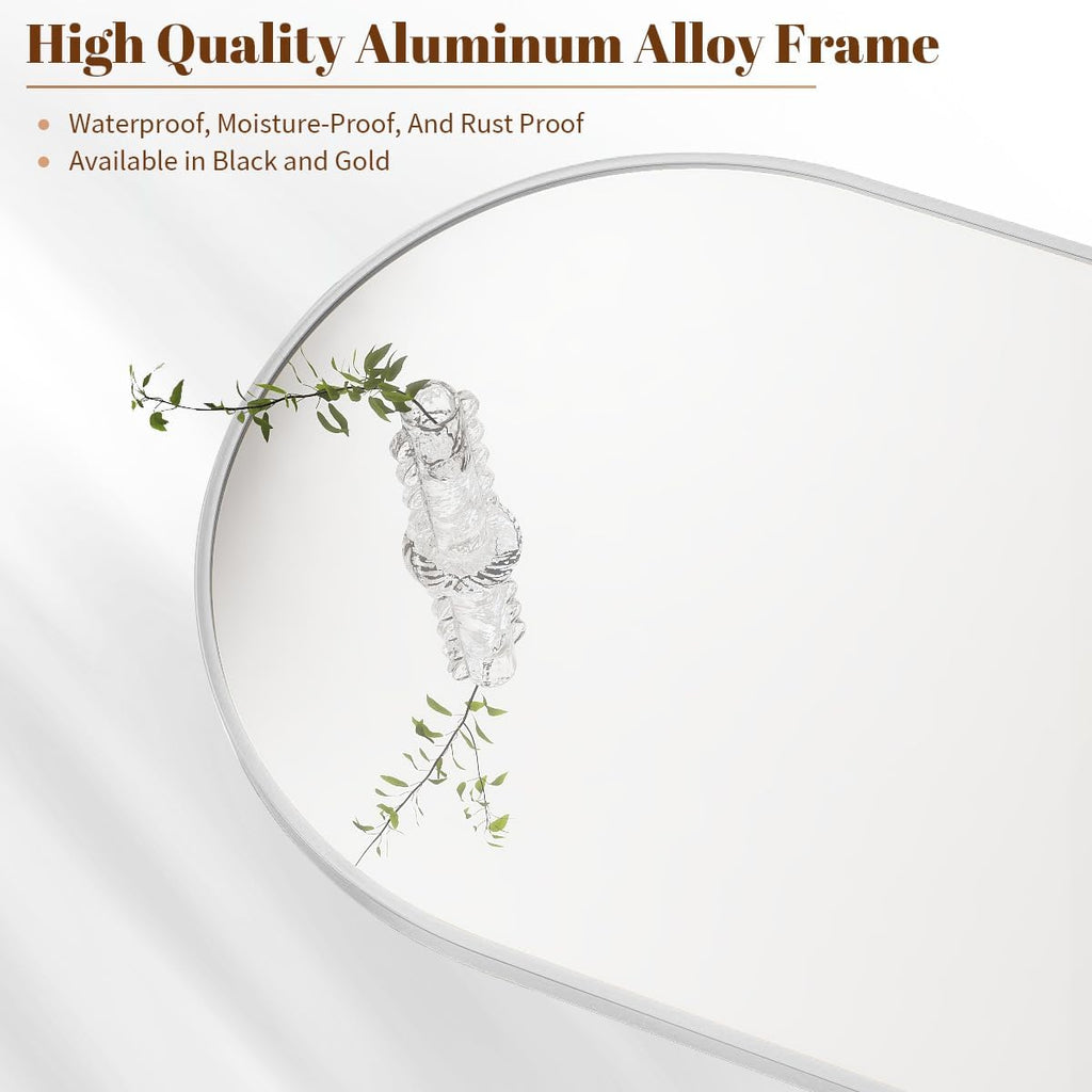 BEAUTYPEAK 20"x30" Arch Bathroom Wall Mirror, Silver