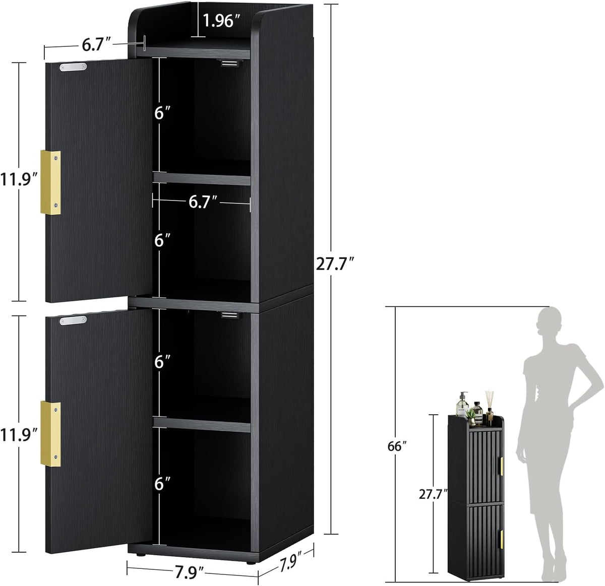 Yoobure Fluted Small Bathroom Storage Cabinet, Narrow Toilet Paper Cabinets