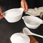Casserole Dish 1.4 Quart French White Ceramic Bakeware Set with Lids, Chip and Crack Resistant Stoneware Baking Dish, Microwave, Dishwasher, Oven, Freezer and Fridge Safe (11.7 INCH Oval)