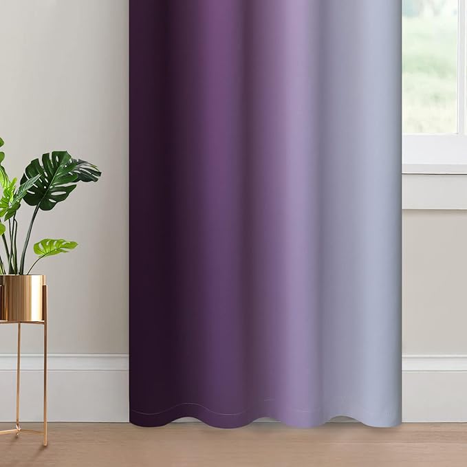 Yakamok Room Darkening Ombre Curtains 84 Inch Length, Light Blocking Grommet - Image 4
