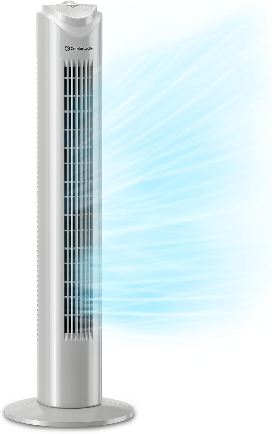 COMFORT ZONE 32" Oscillating Tower Fan with Bladeless Design - Gray