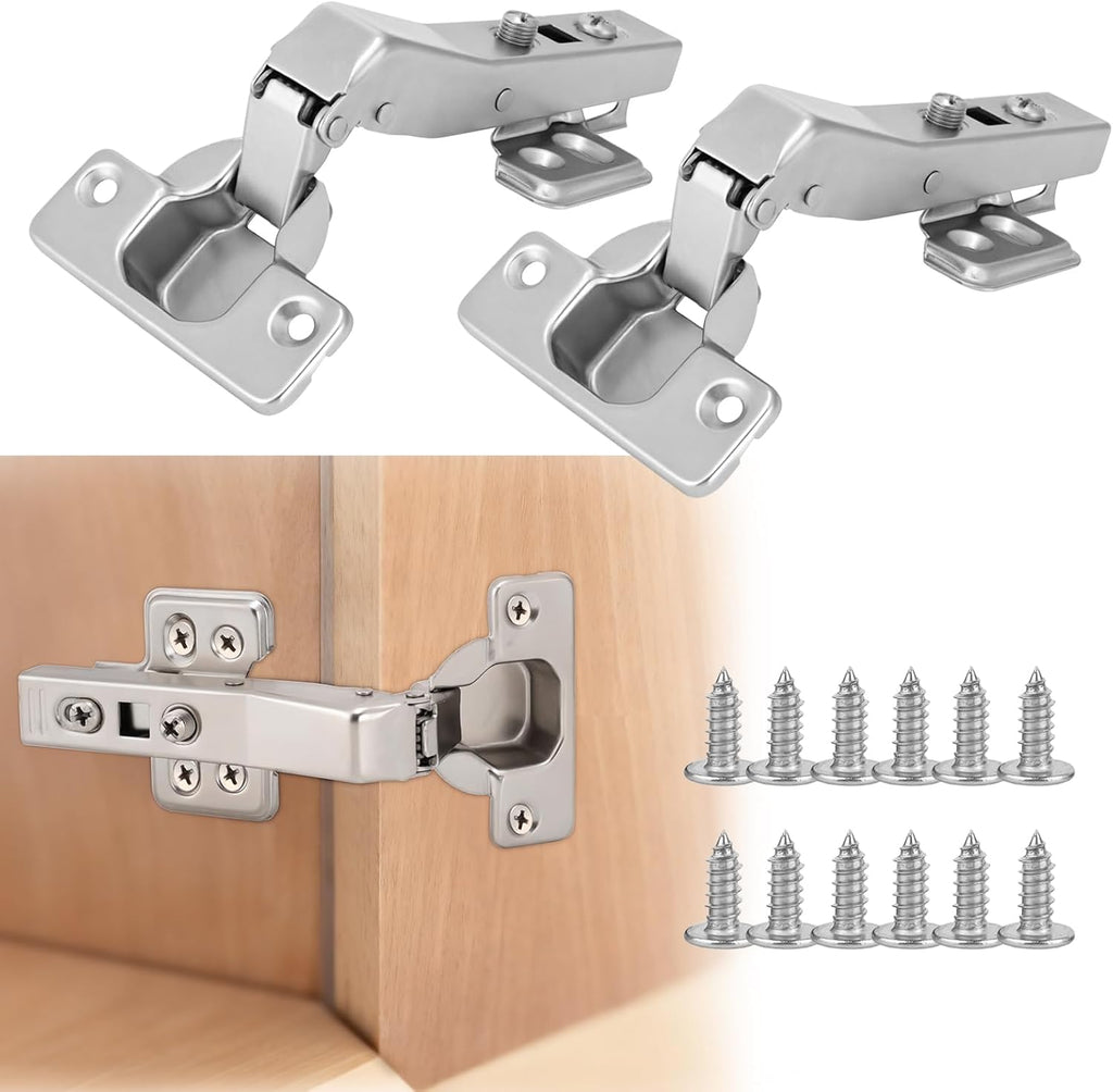 HBL' 2 Pack 45° Corner Cabinet Hinges, 45 Degree Angled Hinge Replacement for Diagonal Wall Cabinets, 35MM European Soft Close Hinges for Frameless Doors