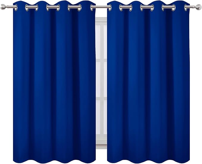 LEMOMO Royal Blue Thermal Blackout Curtains/52 x 54 Inch/Set of 2 Panels Room - Image 2