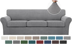 Turquoize 4 Piece Sofa Covers for 3 Cushion Couch Sofa Slipcover Soft Couch by Turquoize
