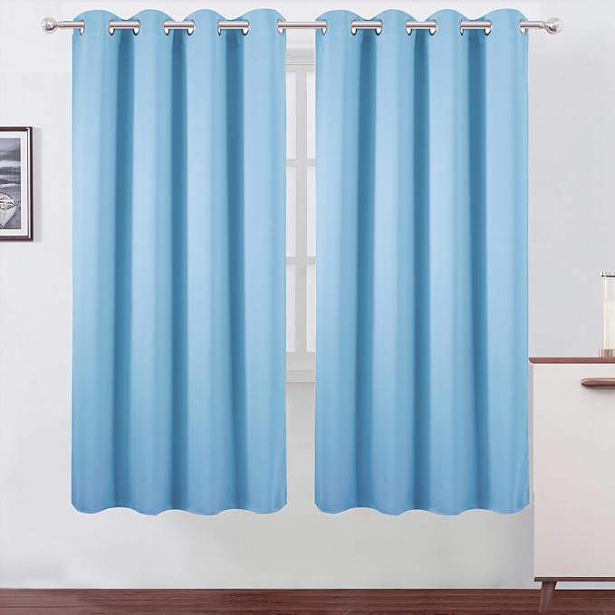 LEMOMO Blackout Curtains 66 x 72 Inch Long Sky Blue Curtains Set of 2 Panels by Lemomo