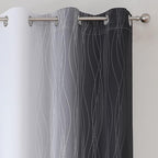 Estelar Textiler Black and Greyish White Blackout Curtains 54 Inch Length - Image 4
