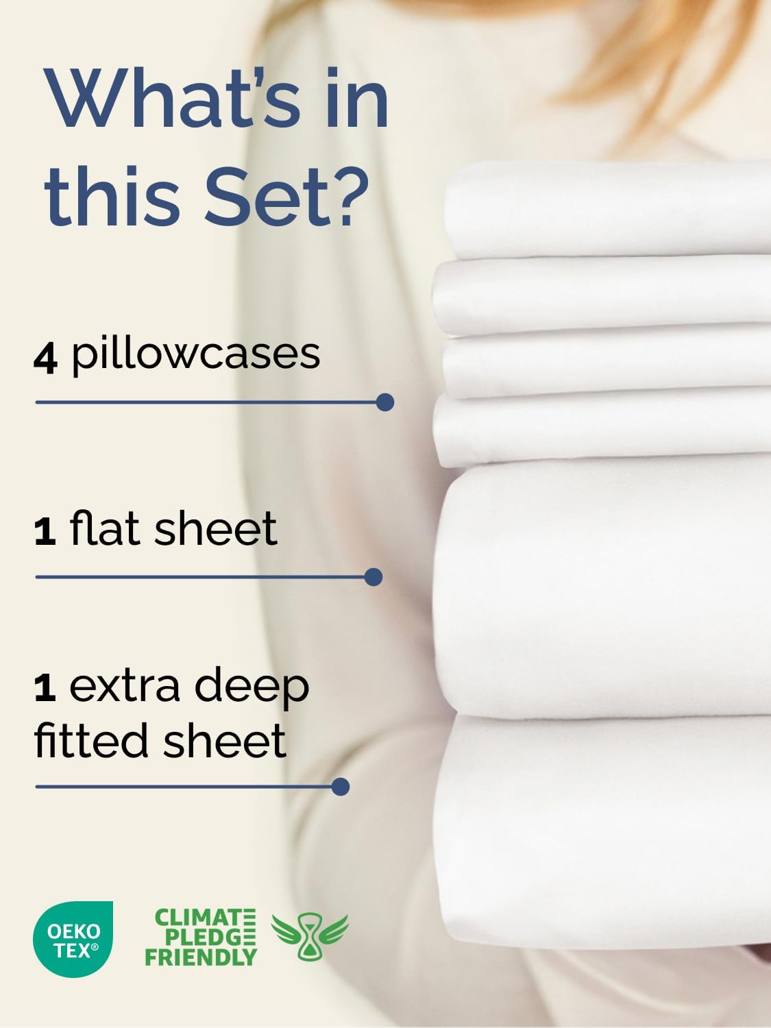 CGK Extra Deep Queen Sheet Set - 6pc Cooling Sheets - Antique White