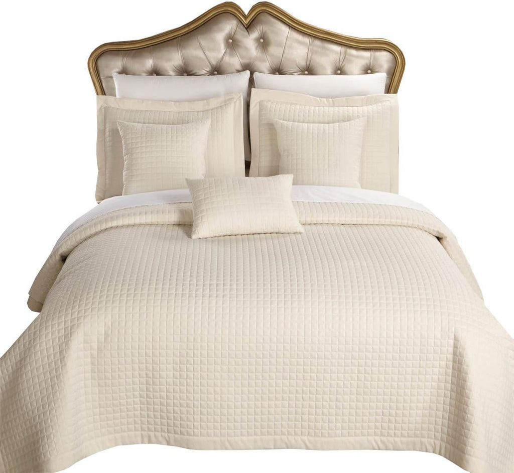 Royal Hotel 2PC Twin Extra-Long Coverlet Set – Soft Quilted Checkered Bedspread, Lightweight Filled Quilt, Breathable Plush Bedding