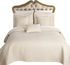 Royal Hotel 2PC Twin Extra-Long Coverlet Set – Soft Quilted Checkered Bedspread, Lightweight Filled Quilt, Breathable Plush Bedding