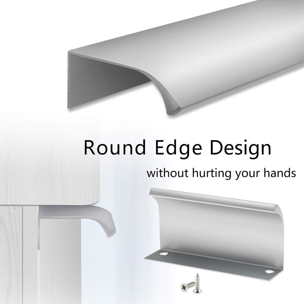 12 PCS 80mm Silver Aluminum Edge Pull, Concealed Cabinet Handle