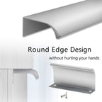 12 PCS 80mm Silver Aluminum Edge Pull, Concealed Cabinet Handle