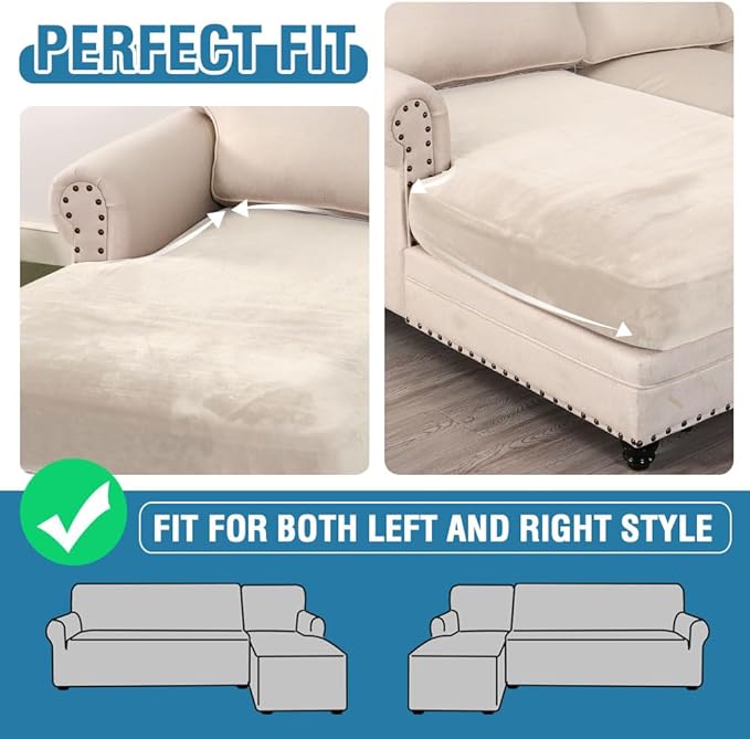 H.VERSAILTEX Velvet Stretch Individual Chaise Cover Sectional Couch Covers - Image 6