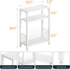 Narrow Side Table with Storage Basket Small End Table for Small Space,White