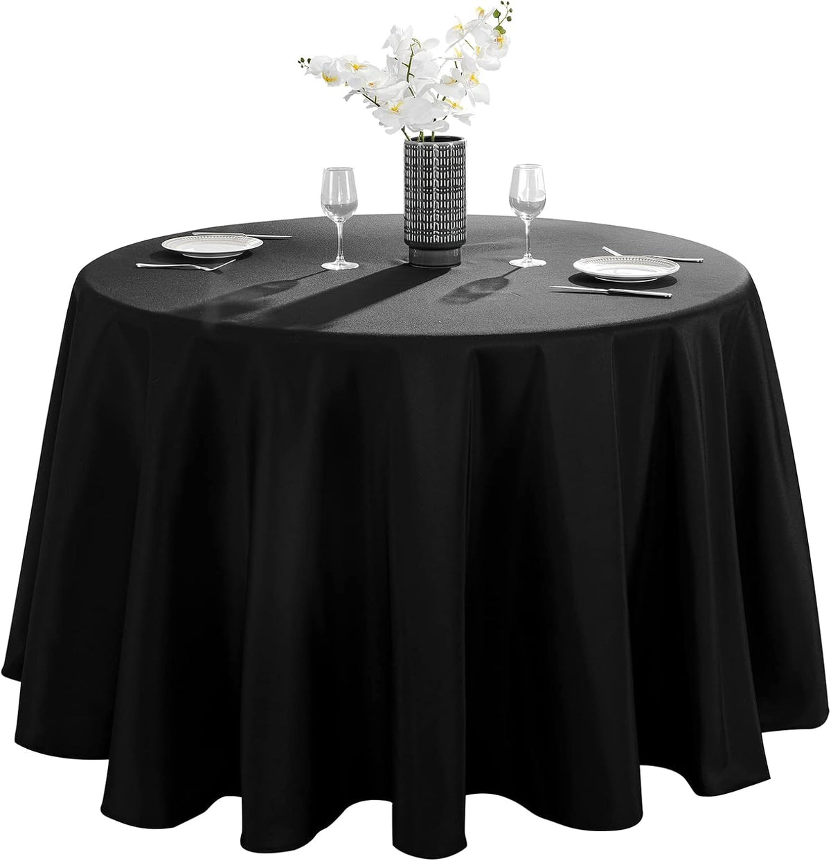 VidaFete Classic Series 10 Pack 120inch Round Polyester Table Cloth, White