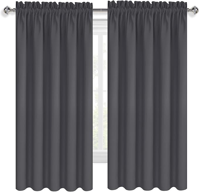 DWCN Bedroom Blackout Curtains 70 x 63 Inches Length 2 Panels Set, Solid - Image 9