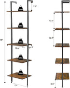 ELYKEN Ladder Shelf, 5-Tier Wood Wall Mounted Ladder Bookshelf