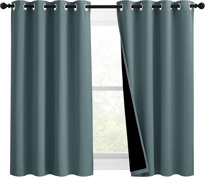 NICETOWN 100% Blackout Curtains 54 inches Long, Double-Deck Completely Blackout by NICETOWN
