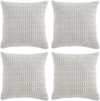Fancy Homi 4 Packs Pure White Decorative Throw Pillow Covers 16x16 Inch by Fancy+Homi