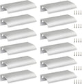 12 PCS 80mm Silver Aluminum Edge Pull, Concealed Cabinet Handle